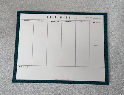 Teal Leopard Weekly Planner Note Pad