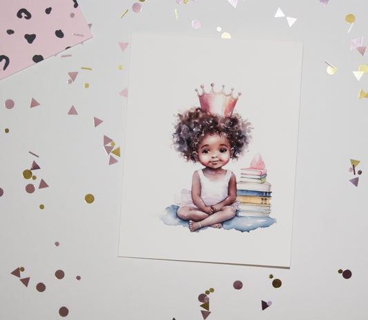 Little Black Princess Blank Card
