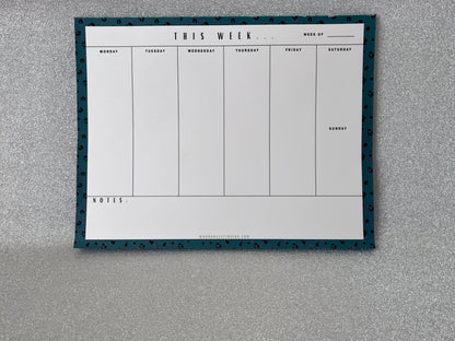 Teal Leopard Weekly Planner Note Pad