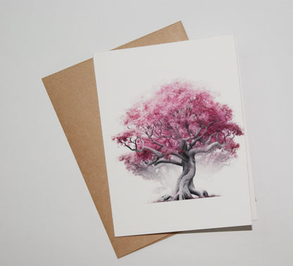 Pink Tree of Life Blank Card