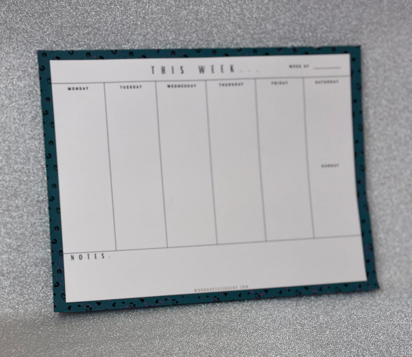 Teal Leopard Weekly Planner Note Pad