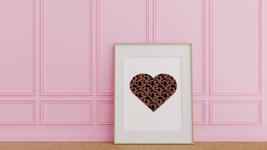 Leopard Print Heart Wall Art Print