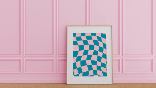 Checkered Art Print - Pink and Teal