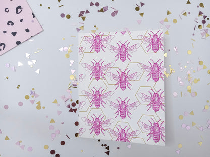 Pink Bees Blank Card