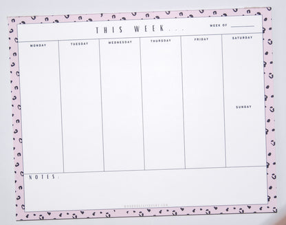 Pink Leopard Weekly Planner Note Pad